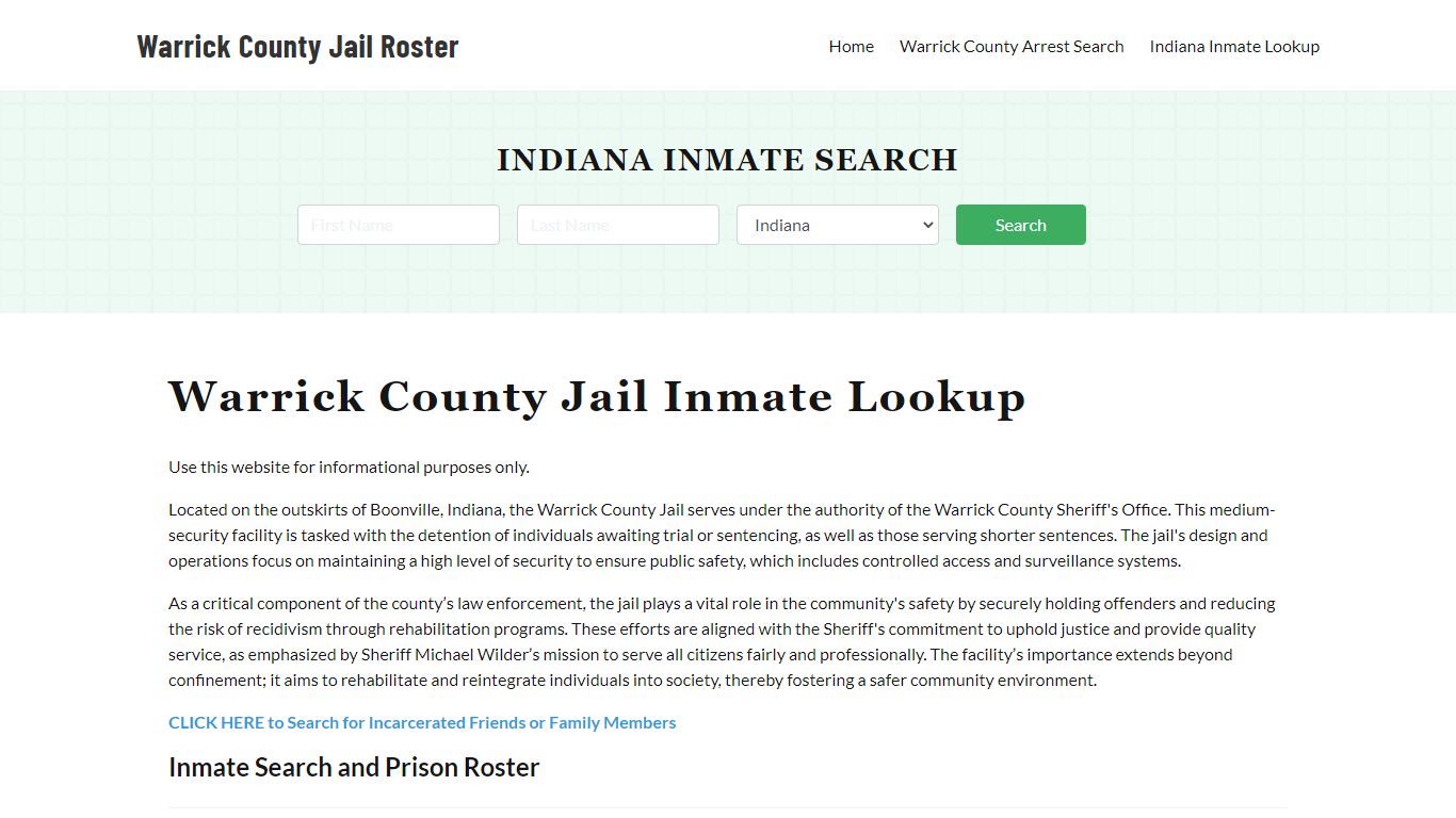 Warrick County Jail Roster Lookup, IN, Inmate Search