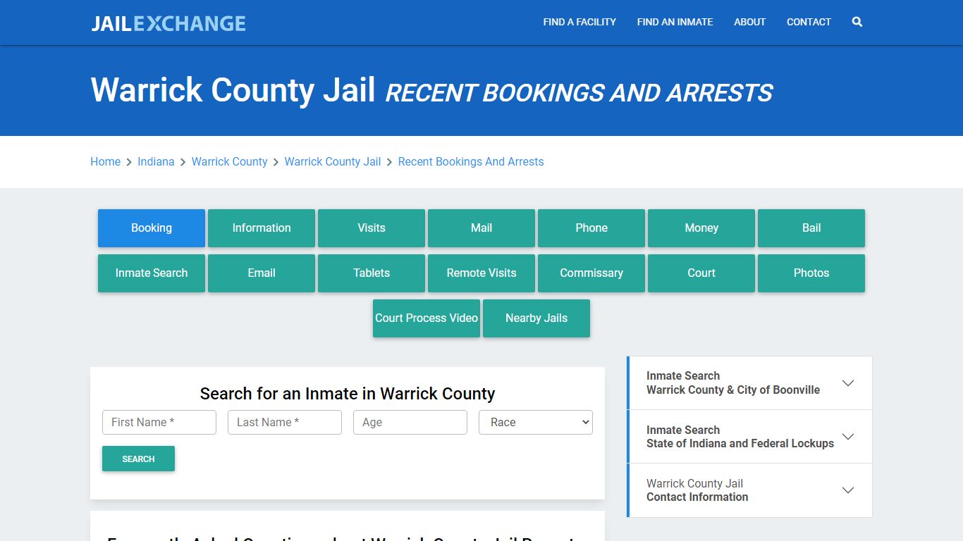 Warrick County Jail Recent Bookings And Arrests - Jail Exchange